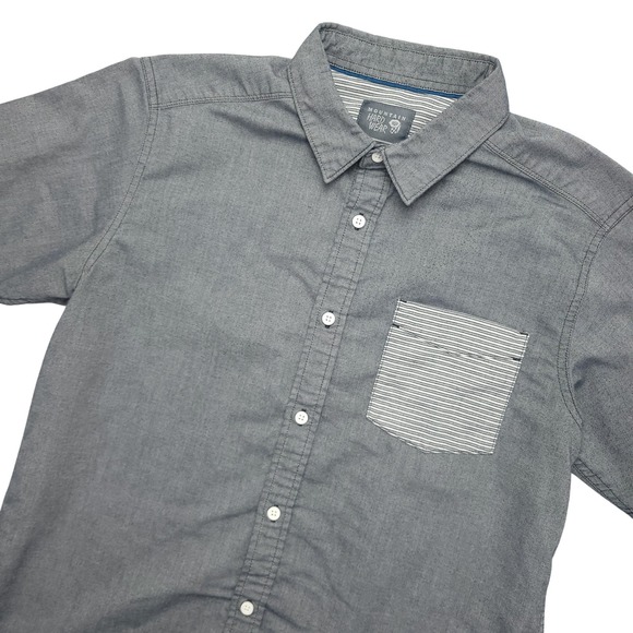 Mountain Hardwear Other - Mountain Hardwear Shirt Mens M Gray Chambray Short Sleeve Button‎ Up Casual Top